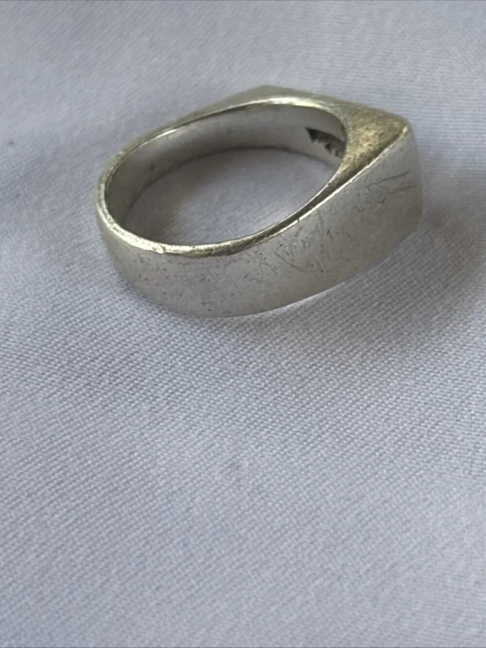 925 Sterling Silver Modernist Geometric Signet Ring Artisan Size 7 Vintage